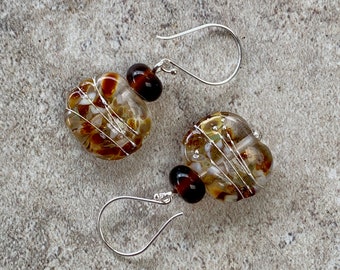 Gin and Tonic Earrings. Brown recycled glass earrings made from a Hendricks Gin bottle. Great present for a gin lover.