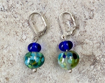 Tiny Recycled Glass Earrings - one off - Skyy Vodka and Banrock Station Wine bottle