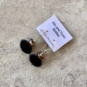 Gin and Tonic Earrings. Brown recycled glass earrings made from a Hendricks Gin bottle.