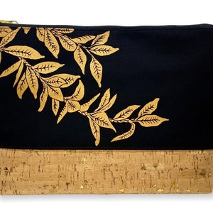 Maile Lei Handprinted Handbag w/ Cork Bottom
