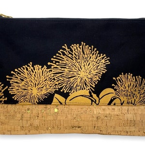 Ohia Lehua Handprinted Handbag w/ Cork Bottom