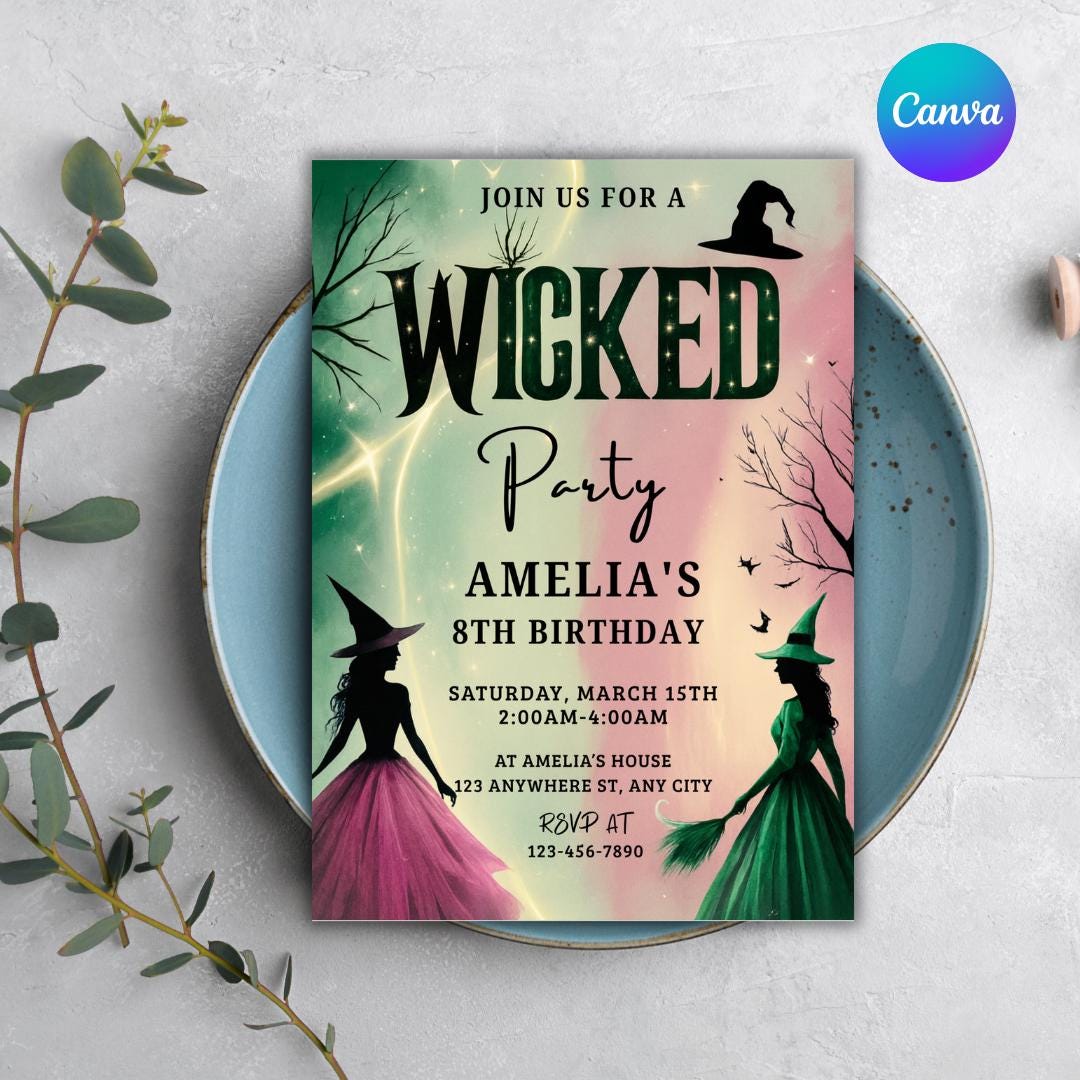 Downloadable Wicked Invitations Wicked Birthday Invitation, Wicked Party Invitation, Wicked Inspired ...