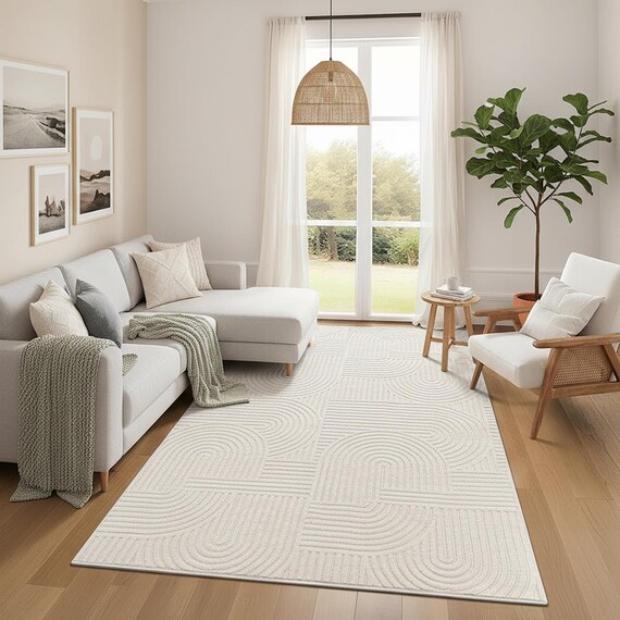 Washable Beige Area Rug – Modern Non-Slip, Soft Plush Rug