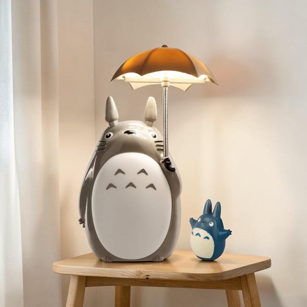 Totoro Umbrella Night Light – USB Rechargeable Anime Bedside Lamp (Bonus Tumbler)