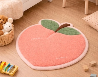 Hand-Tufted Wool Peach Rug, Nursery Decor