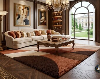 Modern abstract getuft vloerkleed, beigebruin terracotta tapijt