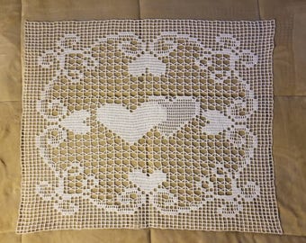 29 x 24" handmade crochet cotton doily