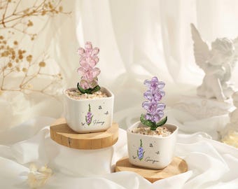 Plantas en maceta personalizadas con flores de vitral, decoración para coche, regalo para amantes de los cactus suculentos, regalo de inauguración de la casa, regalo para el profesor.