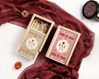 Pudełko zapałek z drewna na zamówienie, prezent na rocznicę, pamiątka dla pary, spersonalizowane pudełko zapałek dla pary, spersonalizowany prezent na rocznicę zaręczyn