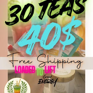30 Full Size Loaded Tea To Go At Home ( ZERO Sugar ) Fills 32 Oz | Keto Friendly Full flavor Nutrition + ENERGY | Sugar Free Teas