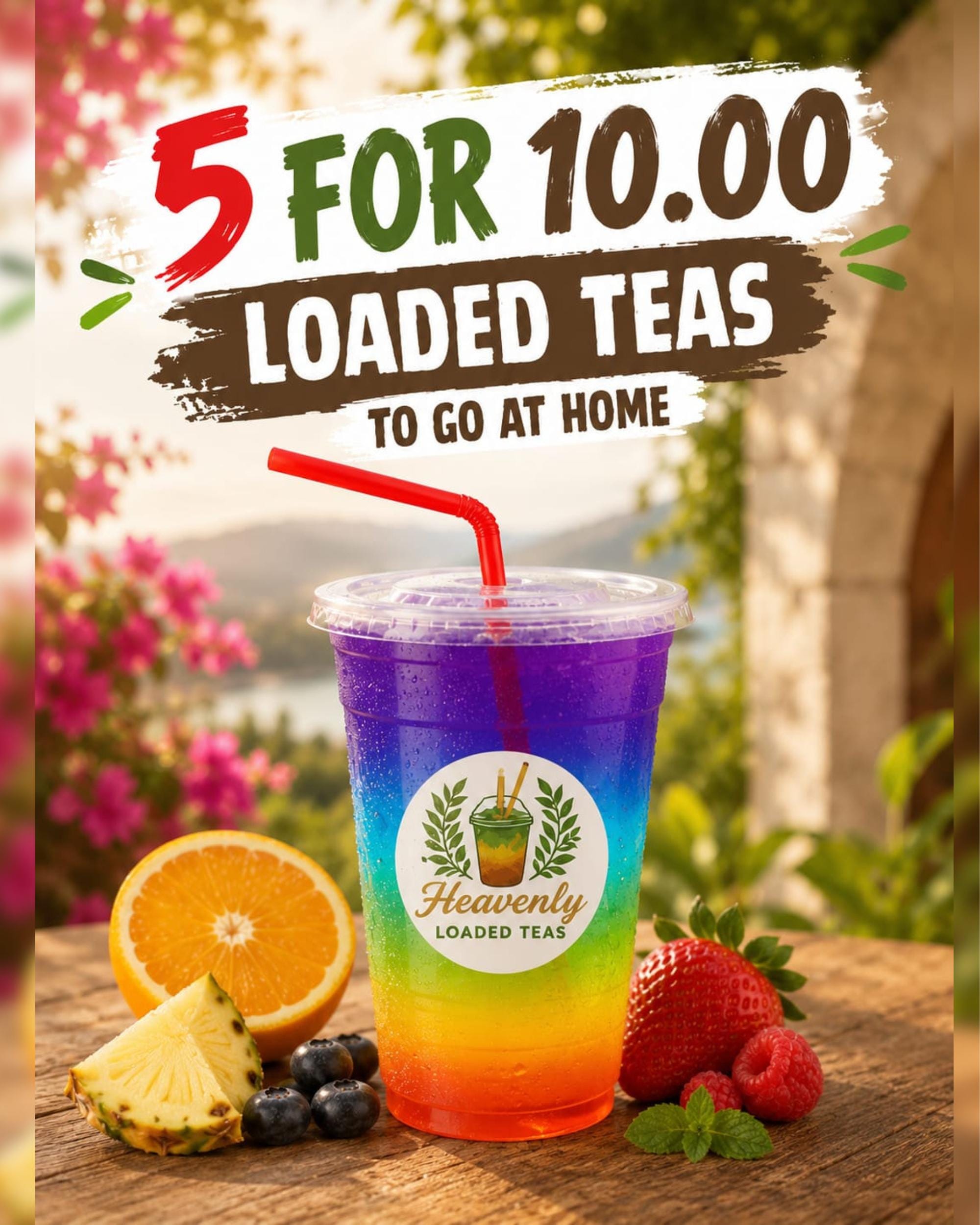 Small Loaded Tea New! 5 Pack | Mega Loaded Tea to Go at Home ( ZERO Sugar ) Fills 32 Oz ...