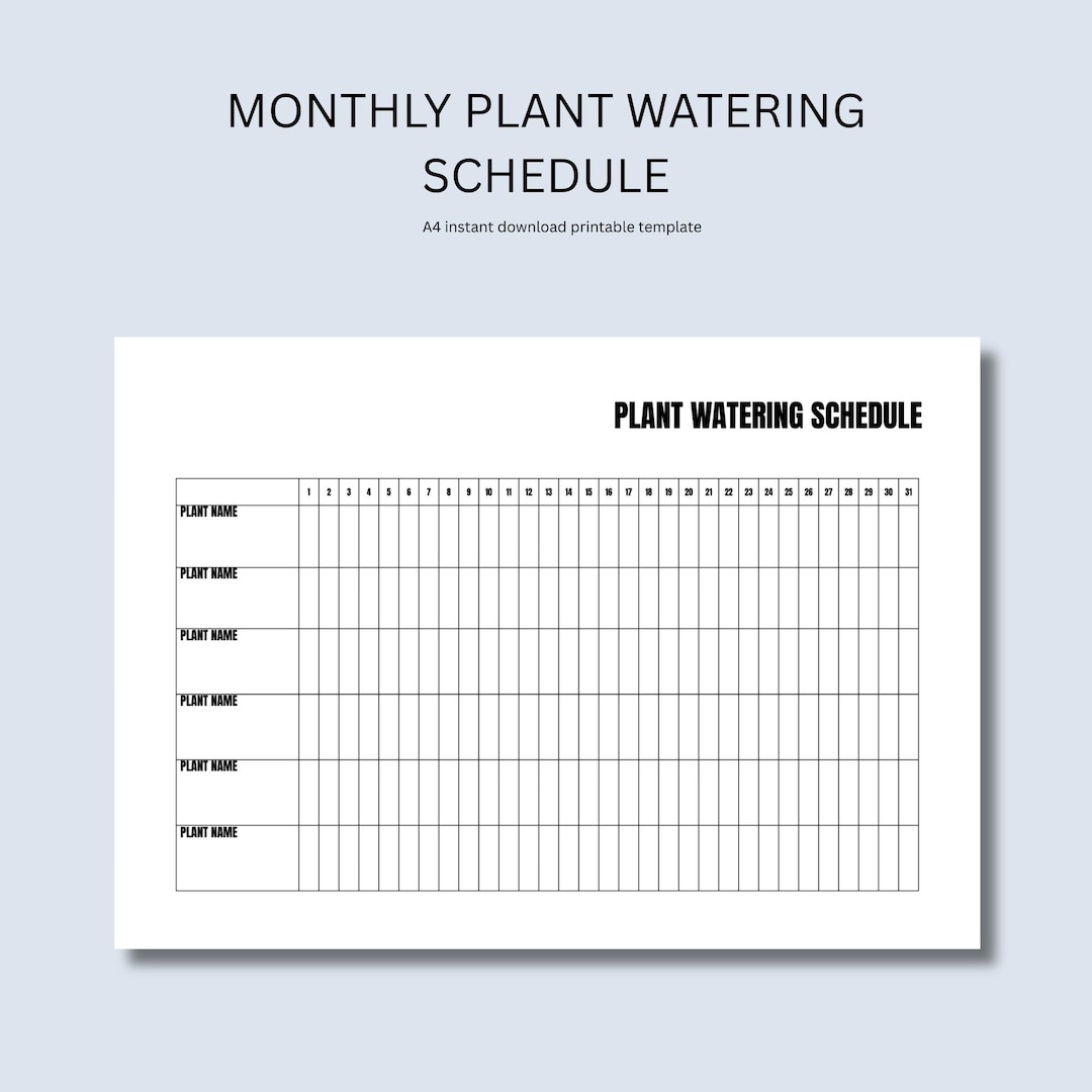 Irrigation Schedule.pdf Houseplant Watering Schedule, Plant Care Planner (PDF Format A4 Size ...