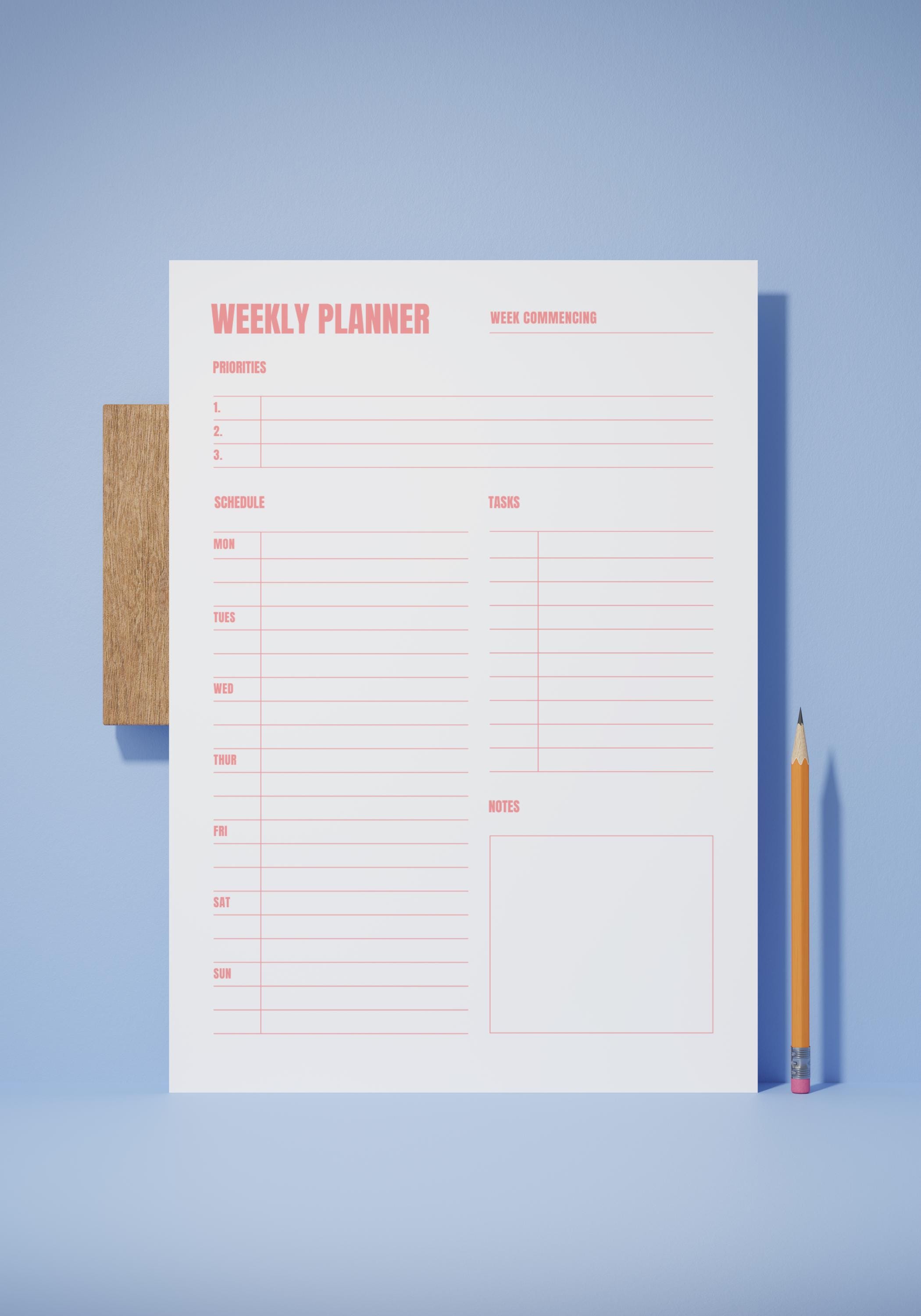 Weekly Planner Printable, Productivity Planner, to Do List & Schedule ...