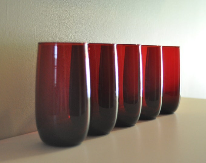 Ruby Red Drinking Glass Set Etsy