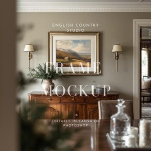 Landhaus-Sideboard | Landschaftsrahmen Mockup | Canva Vorlage | Photoshop | Englischer Landhausstil