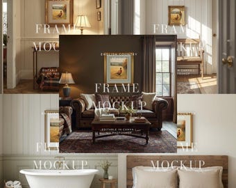 Lantligt huspaket x 5 | Rammodell | Canva-mall | Engelsk lantlig stil | Ingen Photoshop krävs