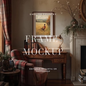 Estudio de casa de campo / Maqueta de marco de retrato / Plantilla de Canva / Photoshop / Estilo campestre inglés