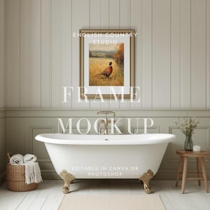 Country House Bathroom | Portrait Frame Mockup | Canva Template | Photoshop | English Country Style