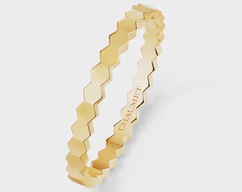 18K Gold Plated Elegant Honeycomb Design Ring for Women