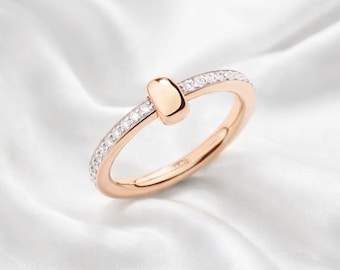 18k Gold Vermeil Nudo Together Ring, Diamond Setting Beautiful Ring