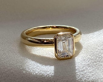14K Gold Vermeil Moissanite Stone Ring, Beautiful Handmade Ring for Women