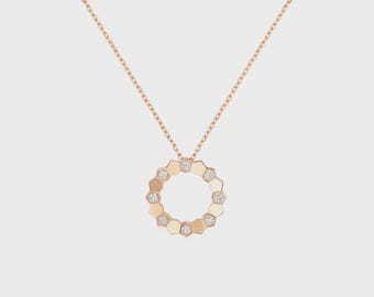 Medium Size Diamond Pendant, Bee Design Silver Necklace