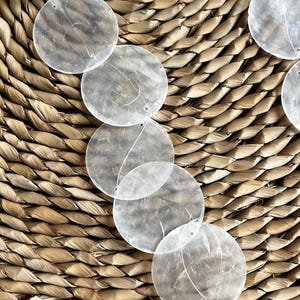 Natural Clear Shell Wind Chime Strand | Coastal Wedding Decor, Boho Wall Art Fishing Line Strung