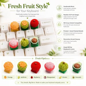 Realistic Fruit Resin Keycap, Handmade MX Cross Switch Artisan Keycap, Cute 3D Food Keycap, Mechanical Keyboard Gift for Keyboard Lovers
