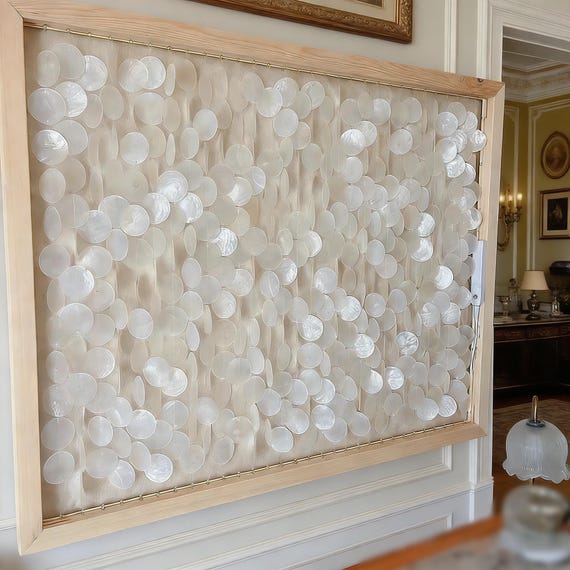 Natural Clear Shell Wind Chime Strand | Coastal Wedding Decor, Boho Wall Art