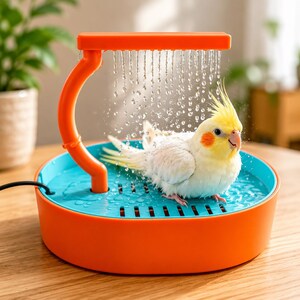 Automatic Bird Shower Bath Fountain: Gentle Rainfall Pet Tub for Cockatiels, Budgies