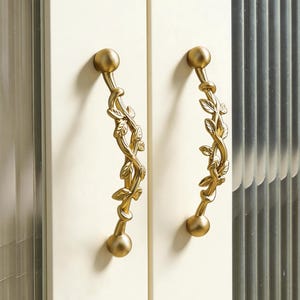 Brass Vine Cabinet Pull: Bronze Dresser Pulls, Drawer Handle