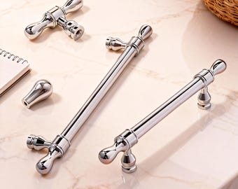 Chromed Sleek Pull, Modern Brass Handles, Drawer Hardware Knobs