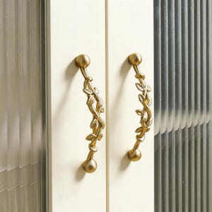 Brass Vine Cabinet Pull: Bronze Dresser Pulls, Drawer Handle