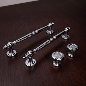 French Silver Brass Cabinet Pull: Modern Drawer Knob, Light Luxury Wardrobe Handle