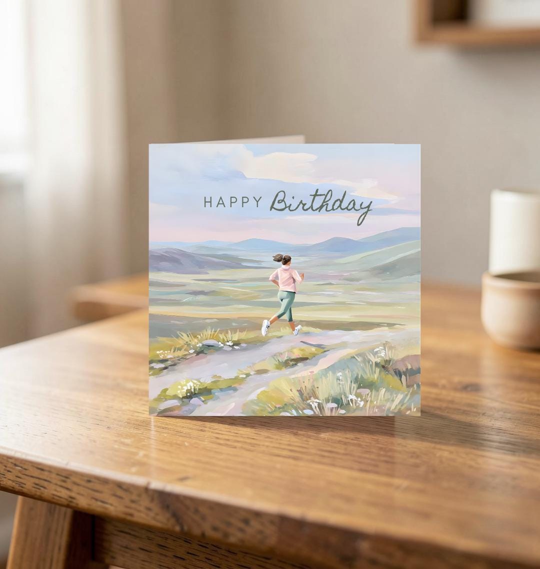Birthday Card for Runners | Keep Chasing Horizons | Printable Digital ...