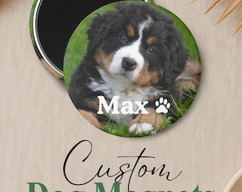 Custom Dog Photo Magnet, Personalized Puppy Picture Gift, Pet Portrait