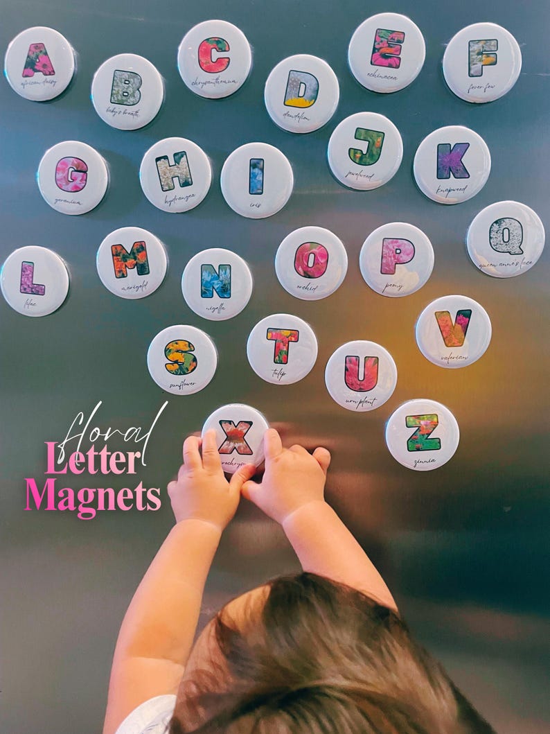 Colored Letter R Magnets Floral Letter Magnets, Flower Alphabet With Botanical Names ...