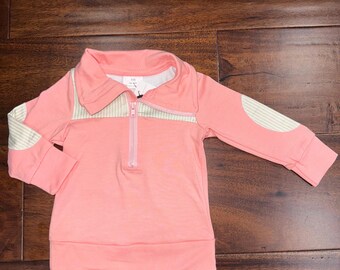 Pink Half Zip With Patchwork