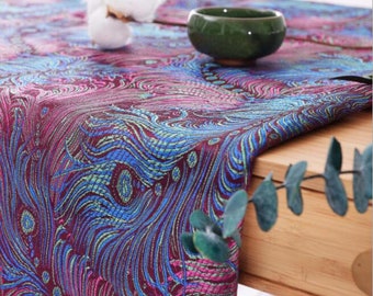 Peacock Feather Brocade Fabric: Vintage Chinese Jacquard, Ethnic Style - Sold By The Yard