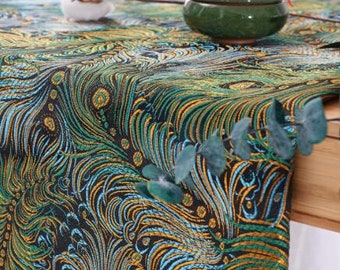 7Colors Peacock Feather Wide Brocade,Chinese Vintage Jacquard ,Ethnic Folk Clothing |Tablecloth Upholstery Fabric |Sold By The Yard
