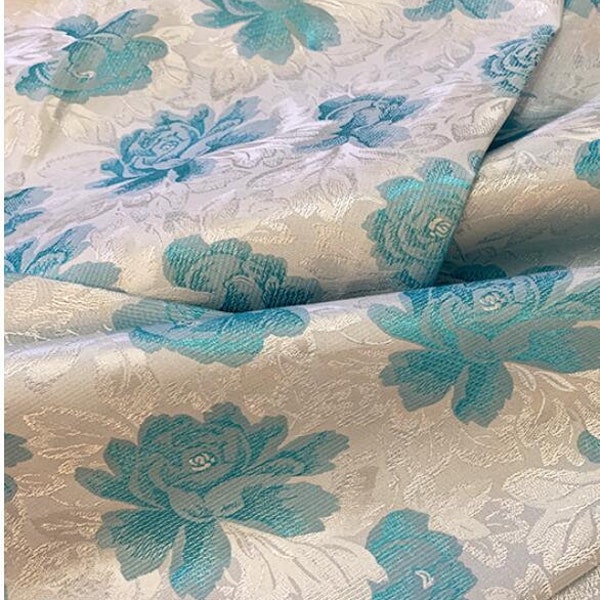 3 Colors Big Peony Flower Brocade,Chinese Brocade,Jacquard ,Blue Pink Yellow ,Stage Cheongsam Upholstery Fabric Sold By The Yard