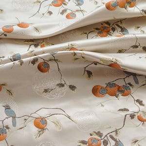 China Lucky Meaning Persimmon Jacquard Fabric High Quality Handmade Design Jacquard Fabric,sold by yard