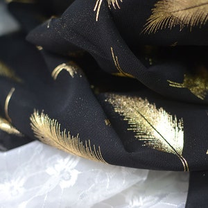 7 Colors golden stamped feather chiffon fabric by yard sewing stage fashion women scarf upholstery on sale