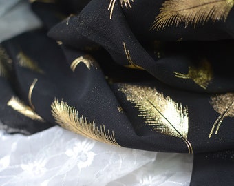 7 Colors golden stamped feather chiffon fabric by yard sewing stage fashion women scarf upholstery on sale