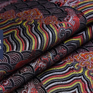 Multicolor Brocade Fabric: Chinese Wave Cloud Tapestry, Cosplay Stage Fabric By The Yard