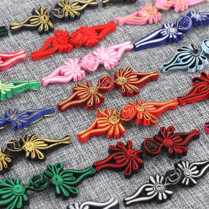 5 Pairs Chinese Fish Frog Buttons Buckles Two tones Cheongsam Doll Stage Upholstery Handmade DIY Dress