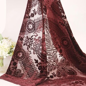 2 Patterns Flower Velvet Fabric|Sexy Autumn Winter Semi Transparent Fabric|Dress Wedding Fabric|Sold By The Yard