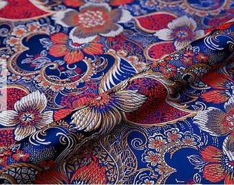 29" width 8 colors moon flower chinese folk multicolors tapestry brocade fabric by yard