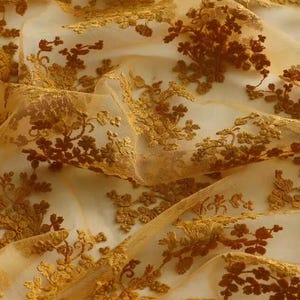 Cotton Embroidery Flower Lace Fabric: Bridal Wedding Stage, Orange/Red/Pink/Gray (1/2 Yard)