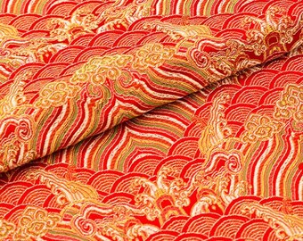Multicolor Brocade Fabric: Japanese Wave Cloud Tapestry, Cosplay Stage Fabric Sewing Pale colors free shipping